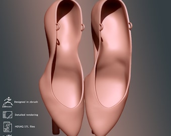 3D STL File for BJD Doll High Heels | Customizable Ballet Foot Shoes | Detailed Digital Download for 3D Printing