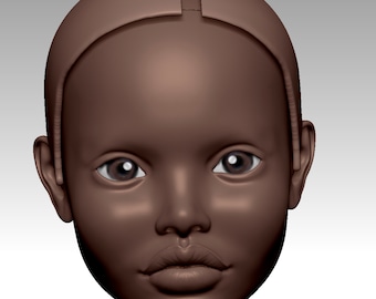 3D Model BJD Doll Head with Wigshell (STL File)
