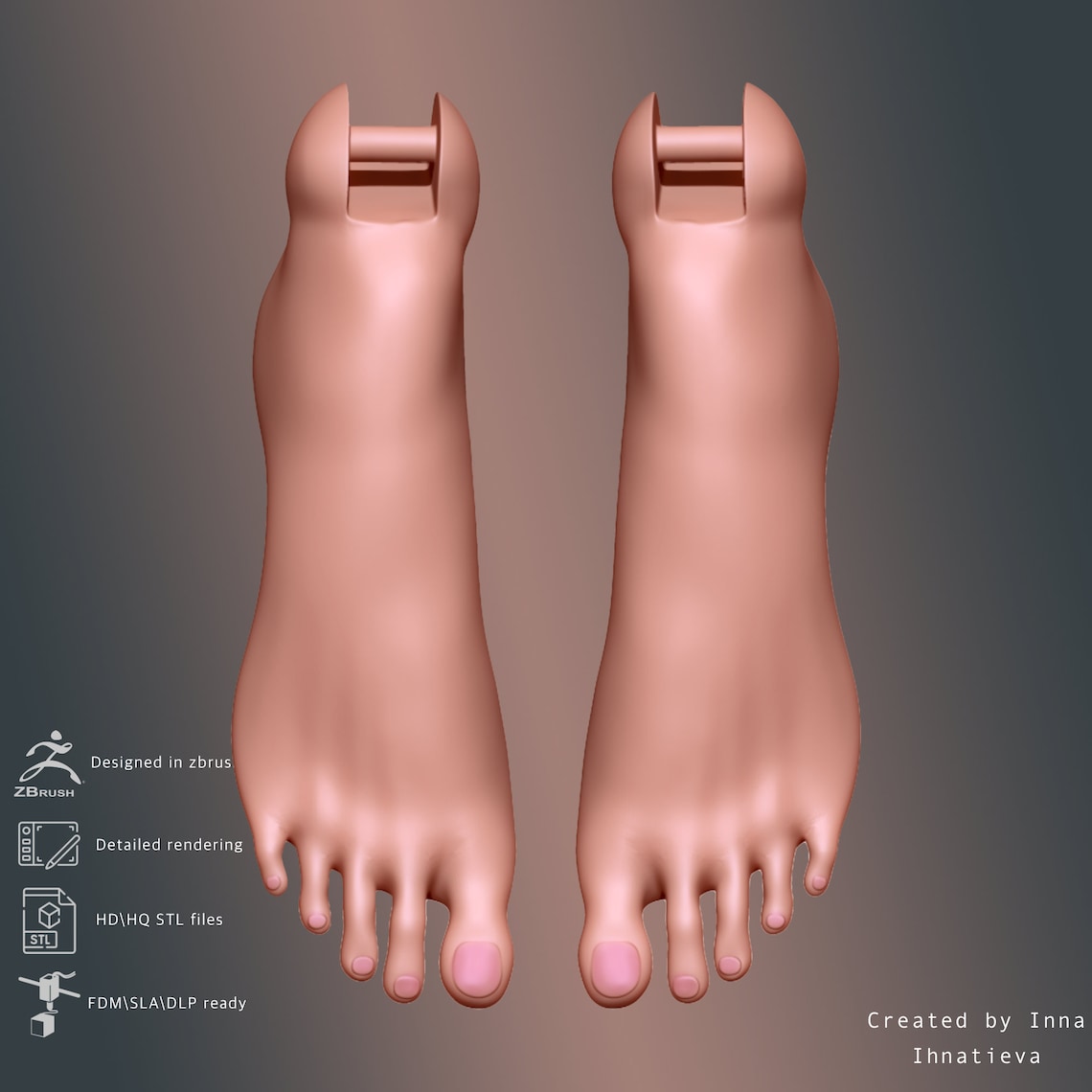 3d Model Heel Feet for Bjd Doll STL File for 3d Printing Etsy