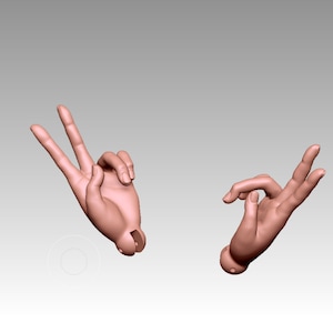 BJD Doll Hands 3D Model: STL File for 3D Printing (Two Pairs)