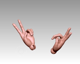 BJD Doll Hands 3D Model: STL File for 3D Printing (Two Pairs)