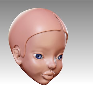 3d model girl head wigshell and eyes for BJD doll