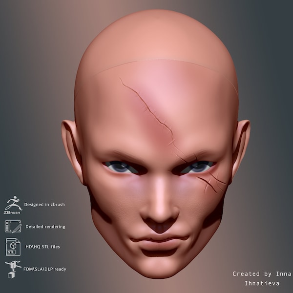 3d model male head for BJD doll STL file for 3d printing