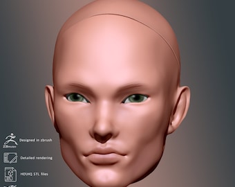 3D Model Male Head for BJD Doll (STL File)