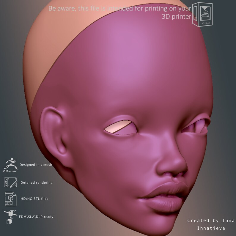 3d Model STL File BJD Doll Head With Cap for 3d Printing | Etsy