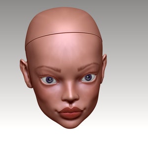 3d model BJD doll Head with eyes wigshell (STL file) BJD doll