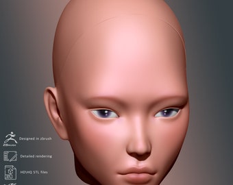 3D Model Woman Head for BJD Doll (STL File)