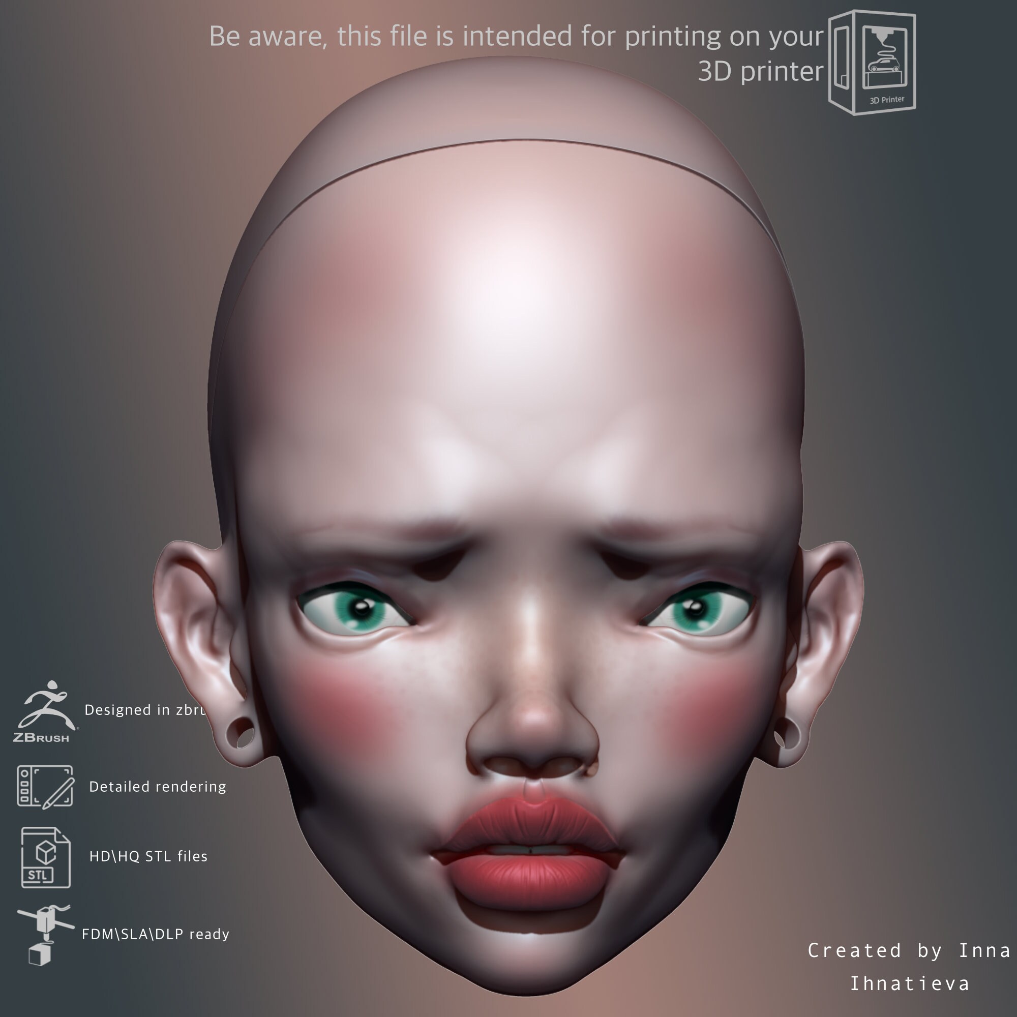 3d Model STL File Head BJD Doll With Cap for 3d Printing - Etsy Australia