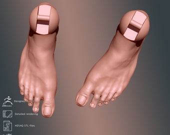 3d model male  foot bjd doll STL file for 3d printing