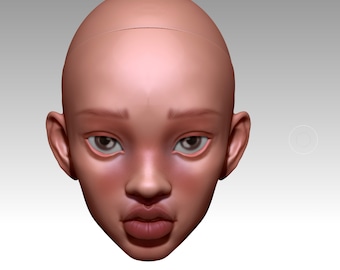 3d model STL file BJD Doll  head with cap for 3d printing