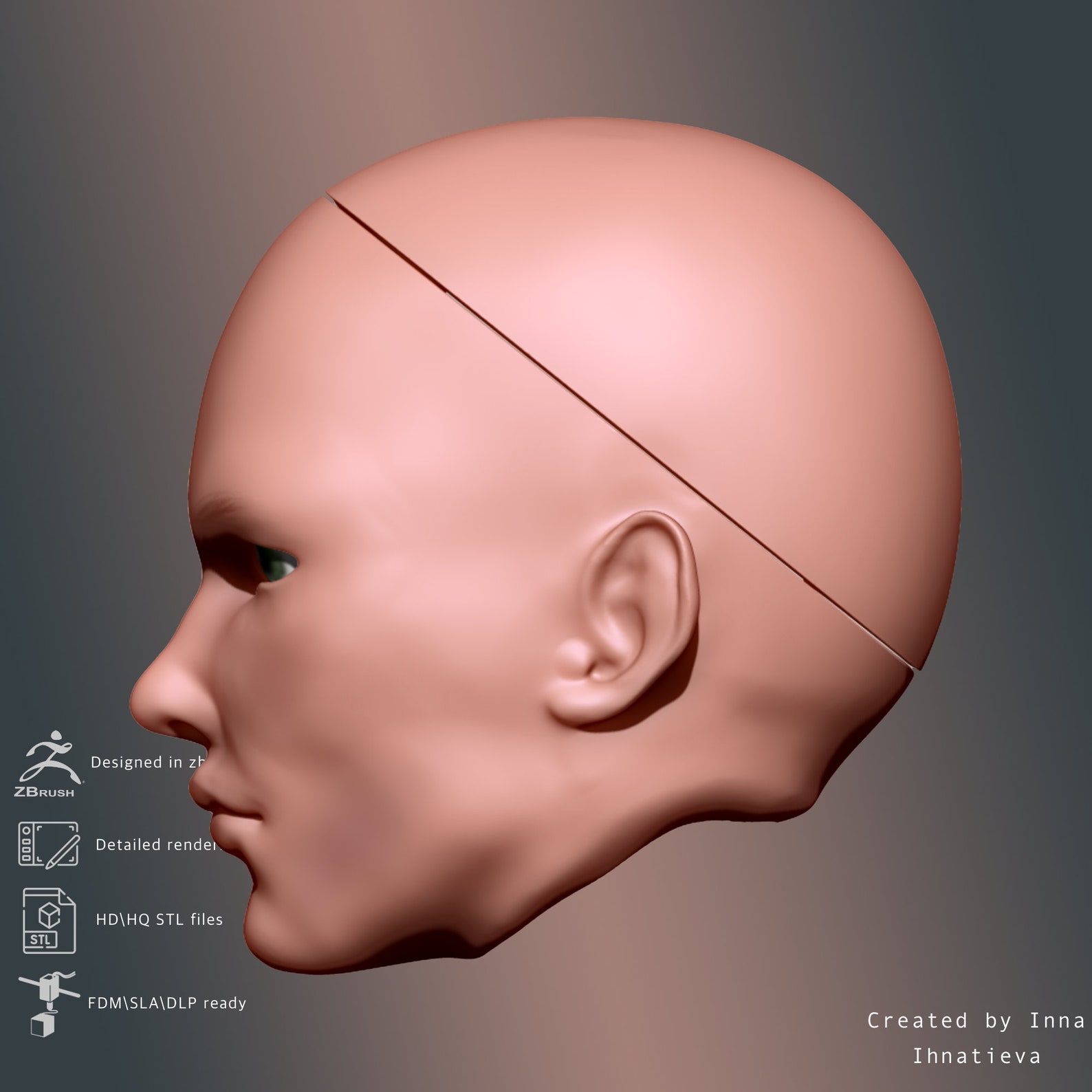 3d Model Male Head for Bjd Doll STL File for 3d Printing Etsy UK