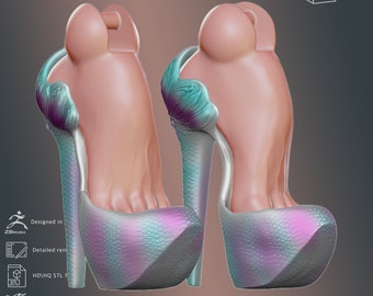 Poupée modèle 3D à talons hauts : chaussures à plateforme personnalisées