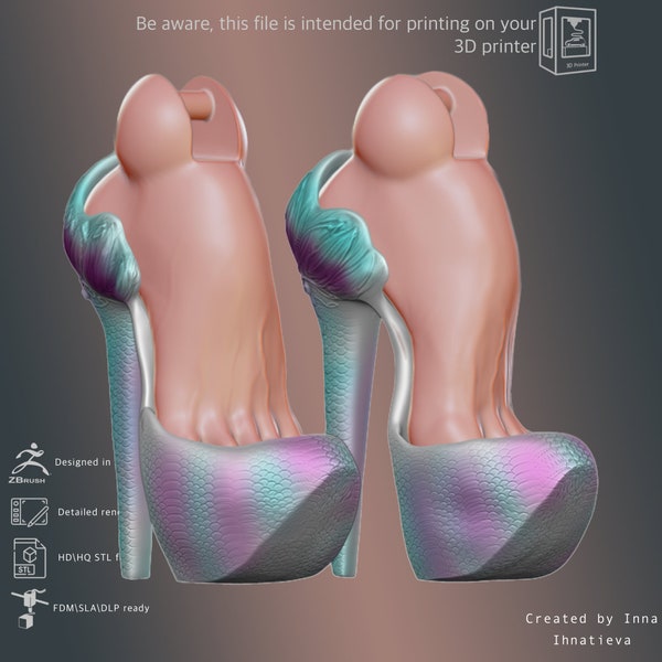 3d model  heels  shoes  for bjd doll for 3d printing