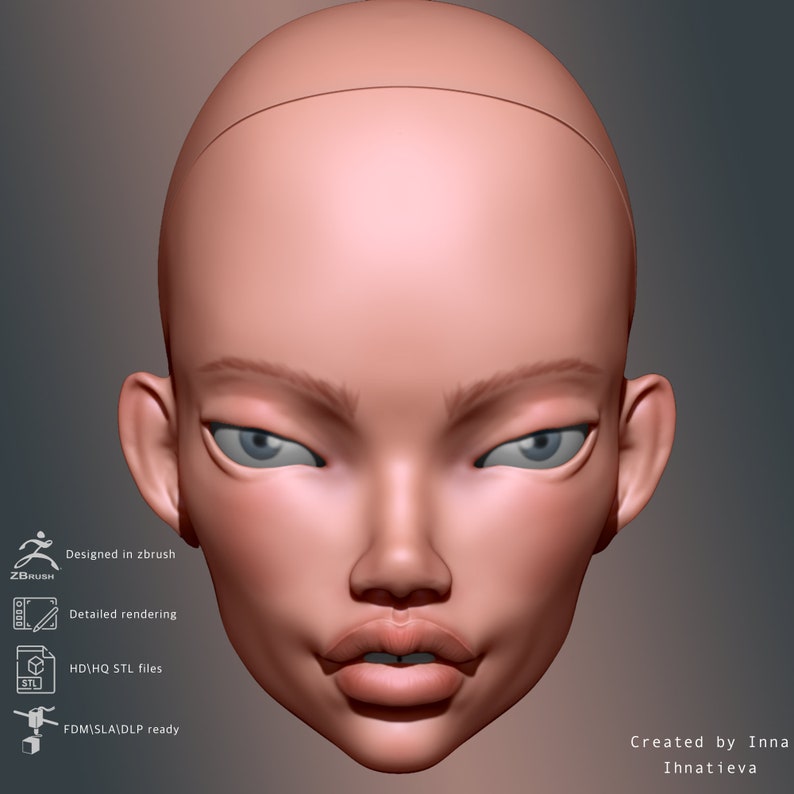 3d Model Head for BJD Doll STL File for 3d Printing - Etsy UK