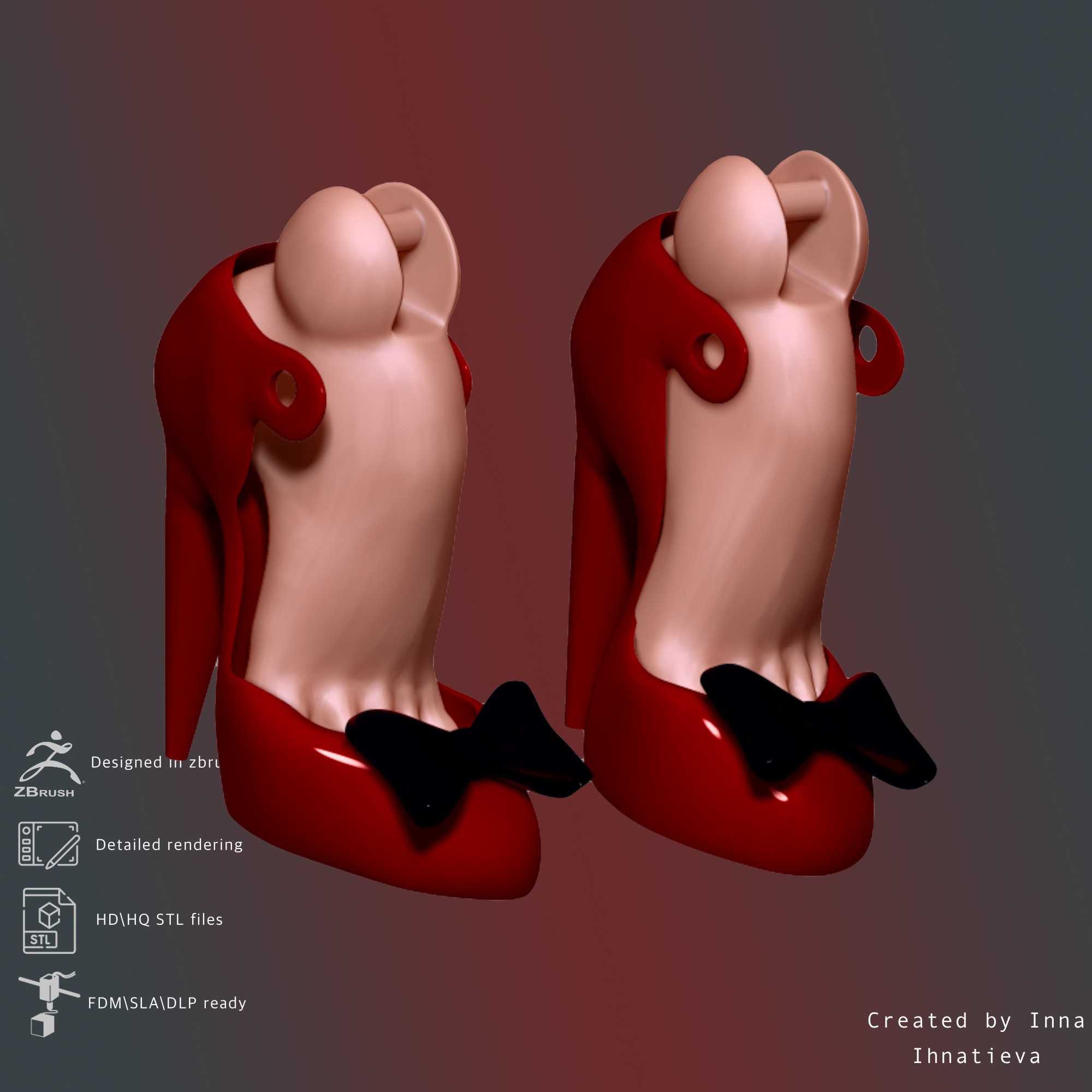 3d model  STL file heels  shoes  for bjd doll for 3d printing