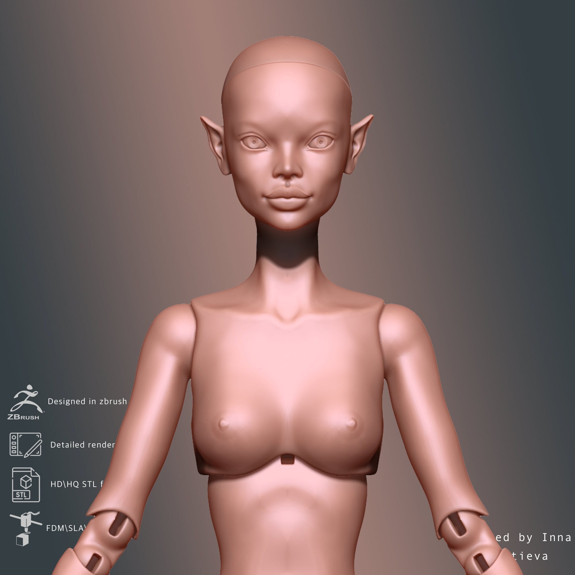 3D Modell für 3D Druck STL Datei BJD Elfen Puppe STL Datei