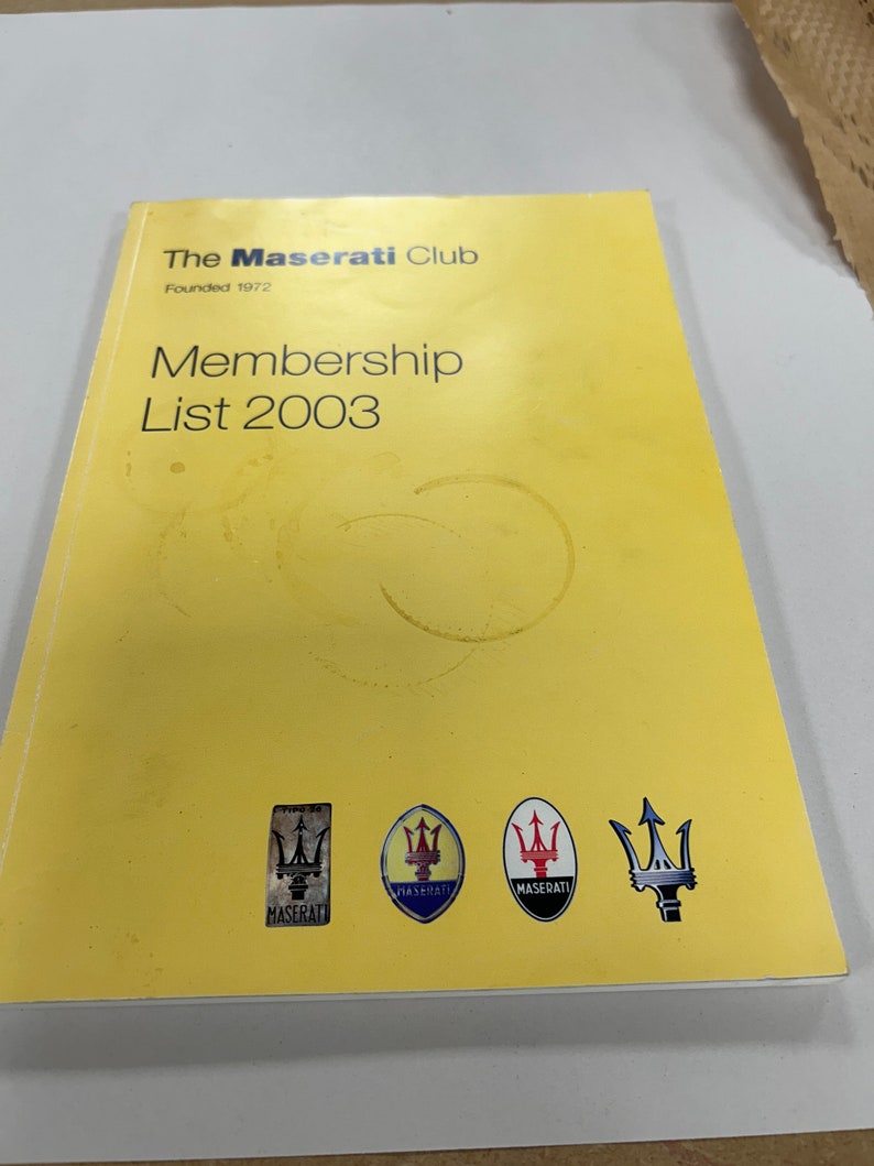 Maserati Quatroporte Driving and Servicing Manual, Parts List and Maserati Club Membership List 2003 image 2