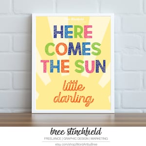 Here Comes the Sun Nursery Art. Digital Download. Nursery Art. Beatles Wall Art. Beatles Nursery Art. Beatles Print. Beatles Baby. Baby.