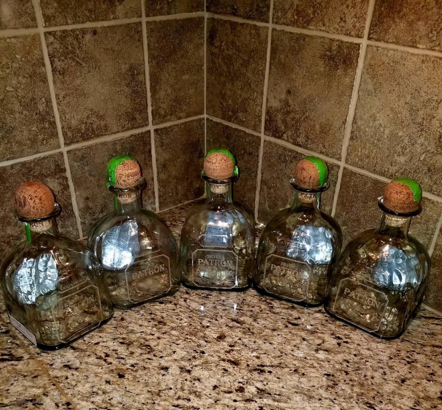 Set of 5 Empty Patron Bottles. Free Shipping Etsy