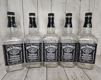 5- Empty Jack Daniels Whiskey Bottles With Lids
