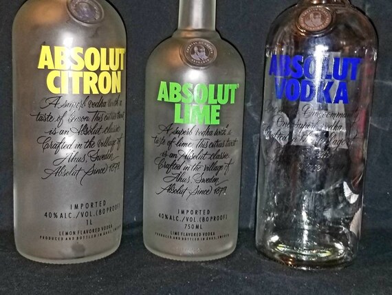 Set Of 3 Empty Assorted Absolut Vodka Bottles With Lids Etsy