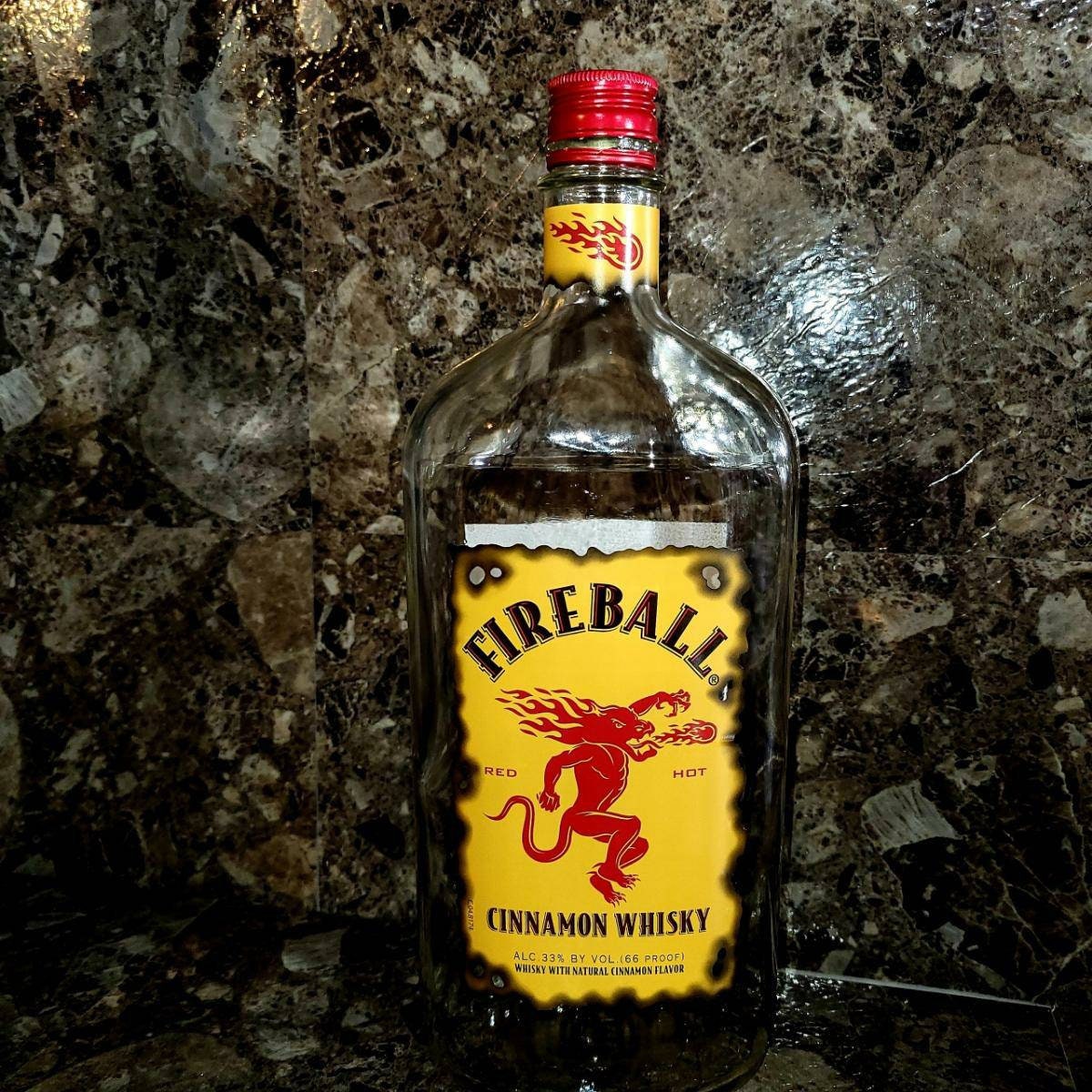Set of 6- (750ML) Empty, Glass,clean Fireball Whiskey Bottles With Lids ...