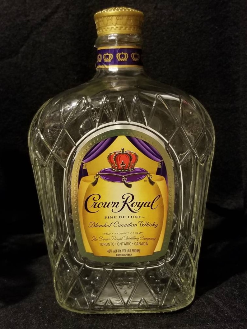Clean Crown Royal Whiskey Bottles with Lids. 1L Set of 3 - Empty