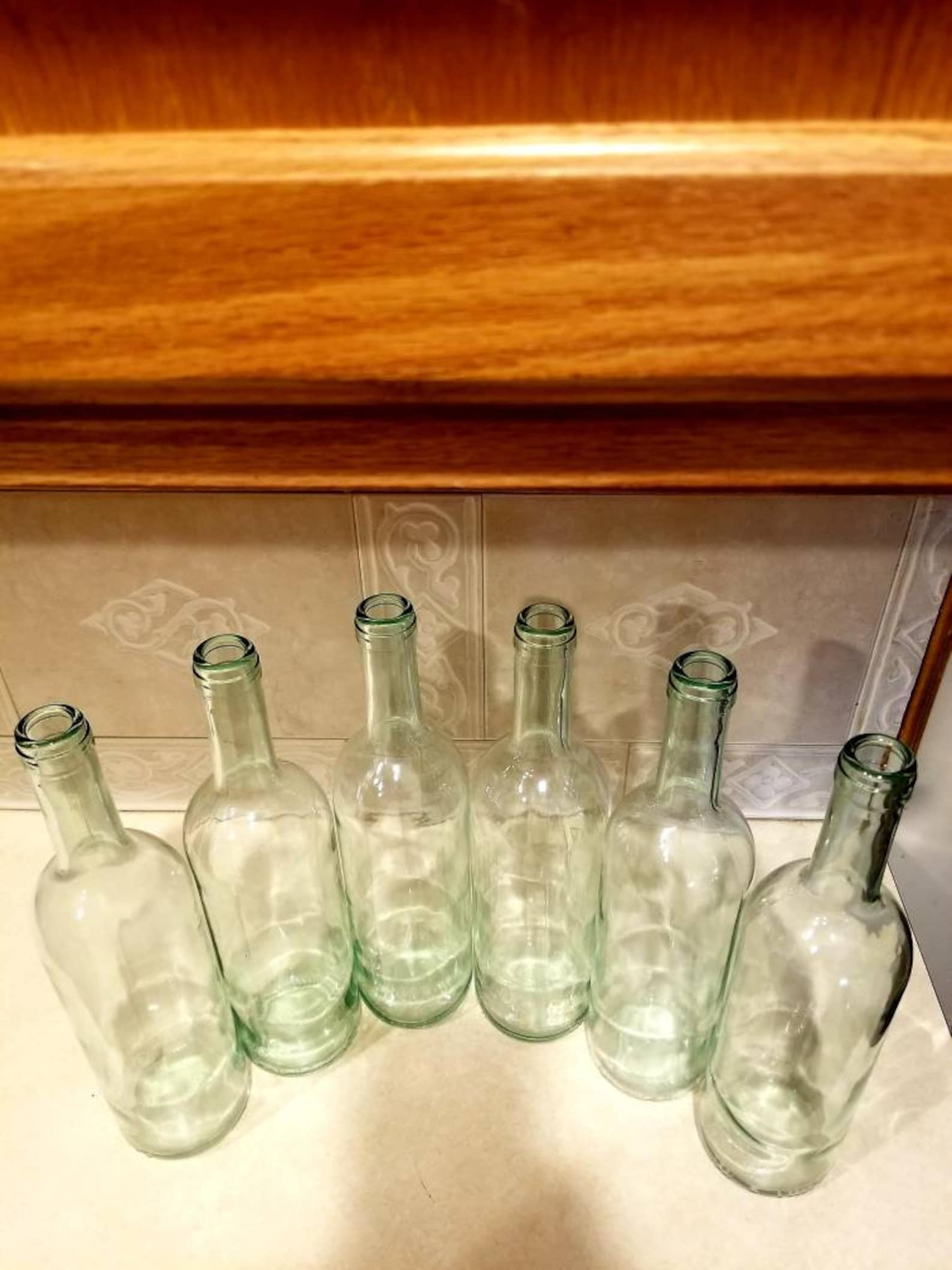 Set of 6 Empty Clear White Wine Bottles With Cork Lids Etsy