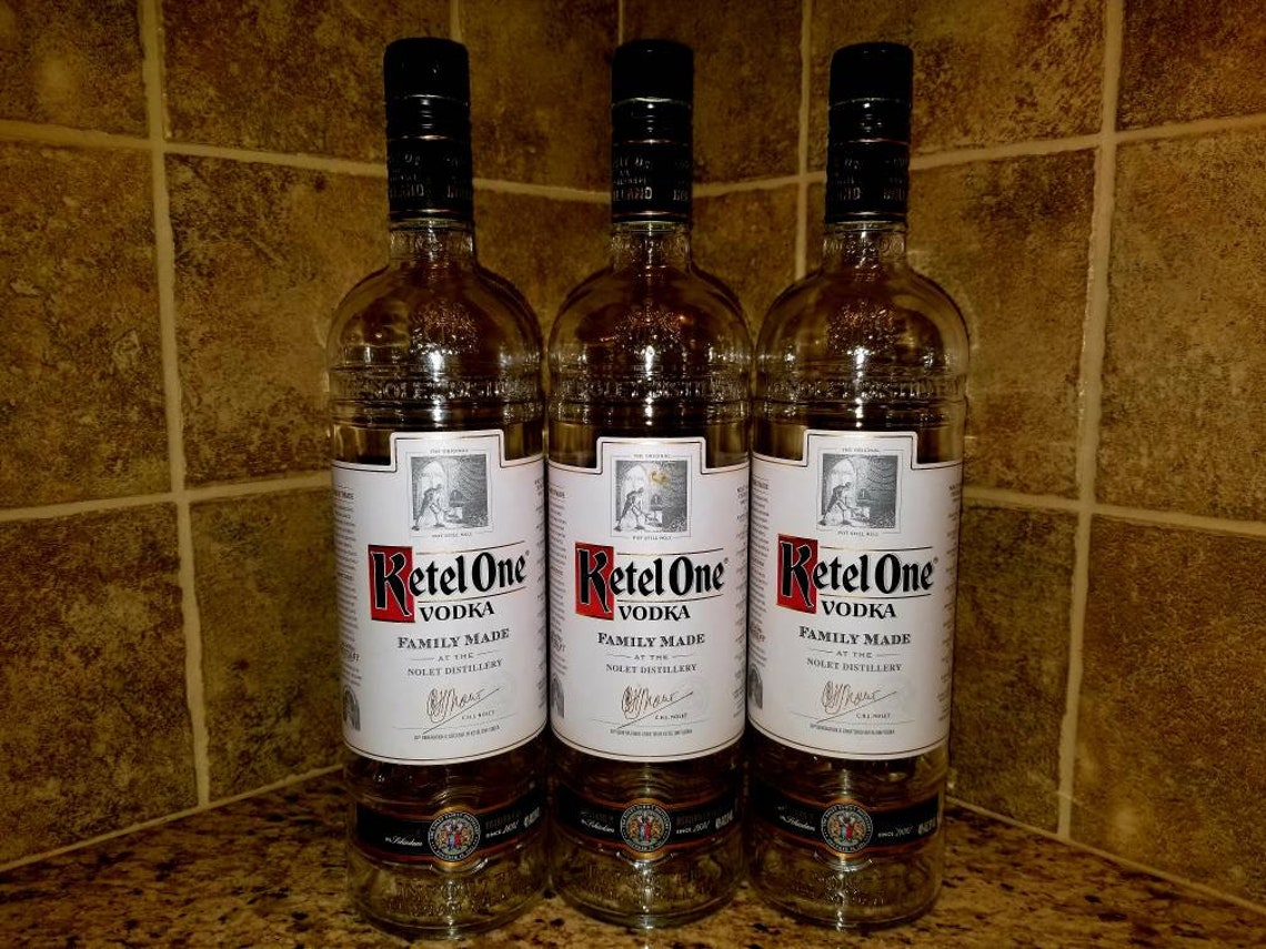 Set of 3 Kettle One Vodka Liquor Bottles With Lids. Etsy