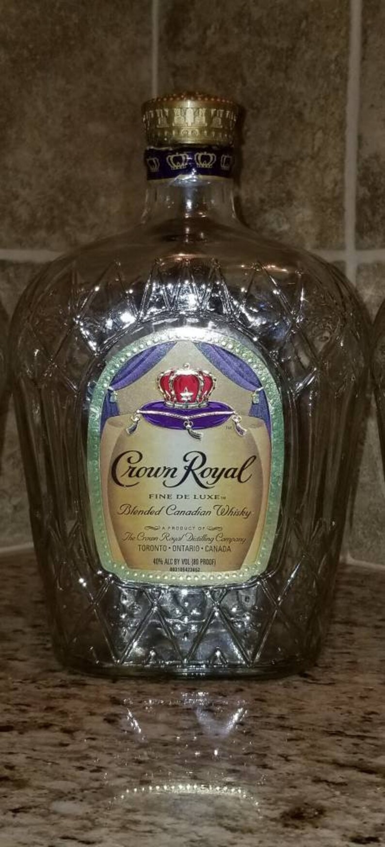 Clean Crown Royal Whiskey Bottles with Lids. 1L Set of 3 - Empty