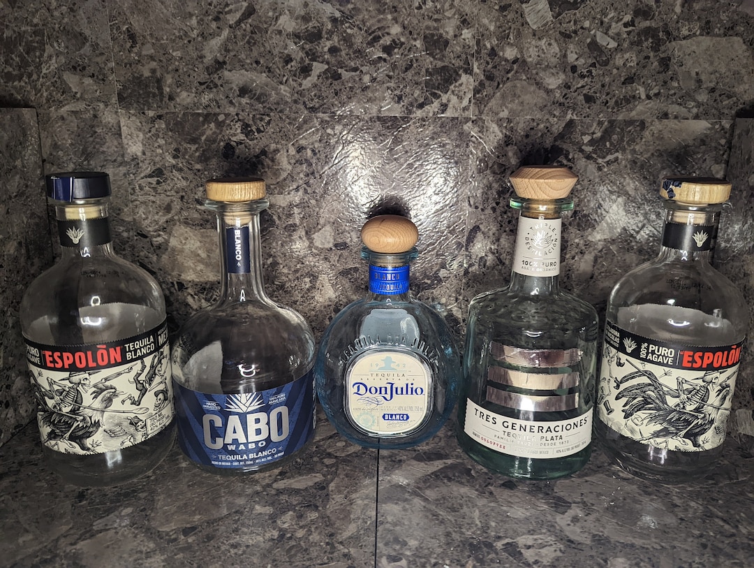 Set of 5 Assorted Empty Tequila Bottles Etsy