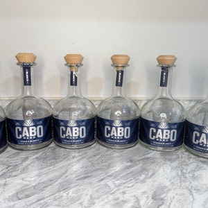 Set of 6 - Cabo Wabo Tequila Bottles with Cork Lids