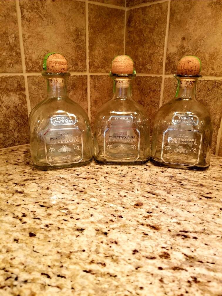 Set of 5 Empty Patron Bottles. Free Shipping Etsy