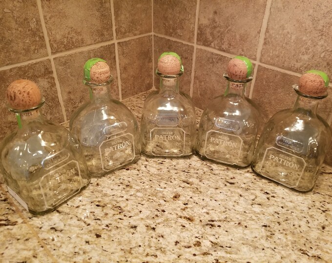 Set of 5 Empty Patron Bottles. Free Shipping Etsy