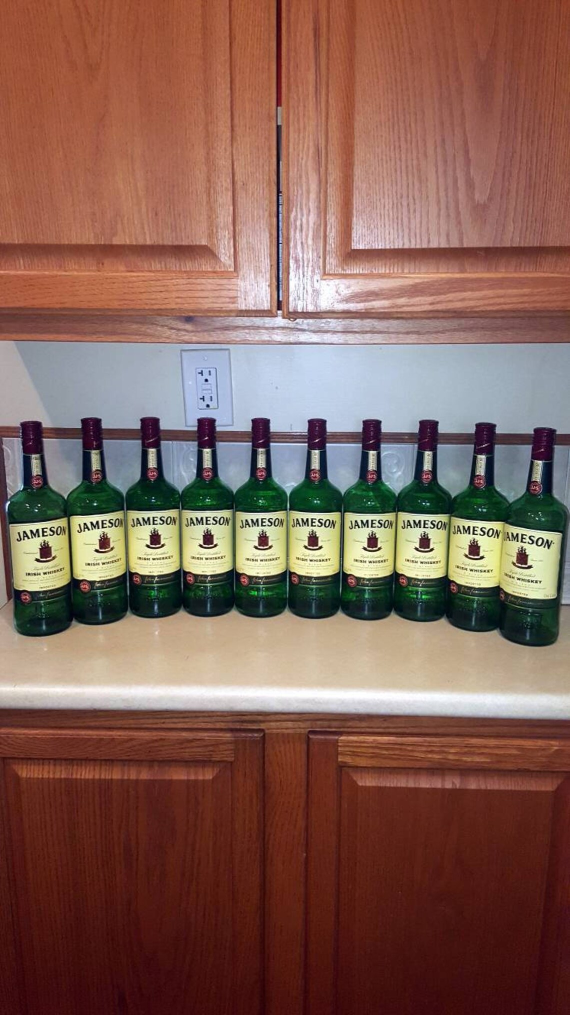 Set of 10 Empty 1L Jameson Irish Whiskey Bottles With Lids Etsy