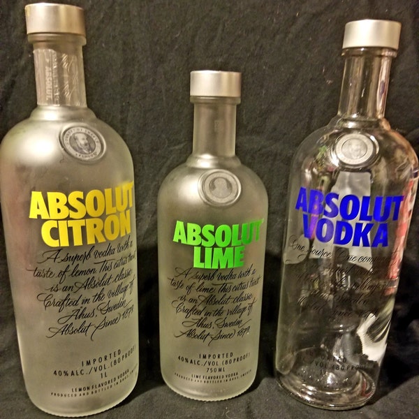 Empty Absolut Vodka Liquor Bottles with Lids. (Multi varieties)