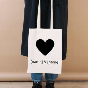 Valentine’s Day personalized for couples love tote bag