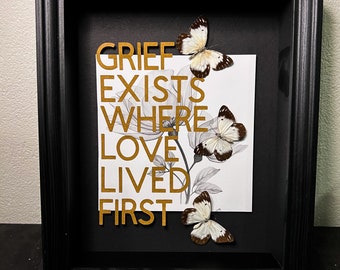 Handcrafted Memorial Keepsake with Real Butterflies in Frame - Sympathy Gift Idea