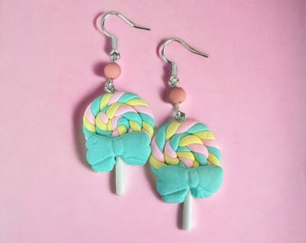 Silver plated earrings with a lollipop hanger