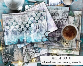 24 Digital collage gelli print pages