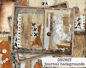 GRUNGY backgrounds, junk journal background papers instant digital download printable collage sheets for journal, diary & scrapbook