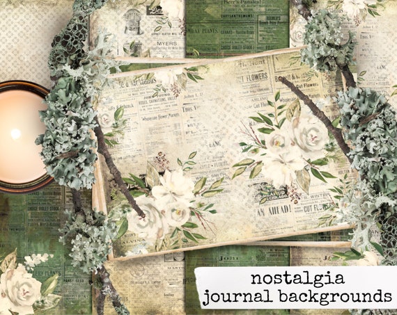 NOSTALGIA nostalgische Blumen Papier Set für Junk Journals, Tagebuch, Kartenherstellung, Scrapbook, digitaler download Schreibwaren 21x29,7