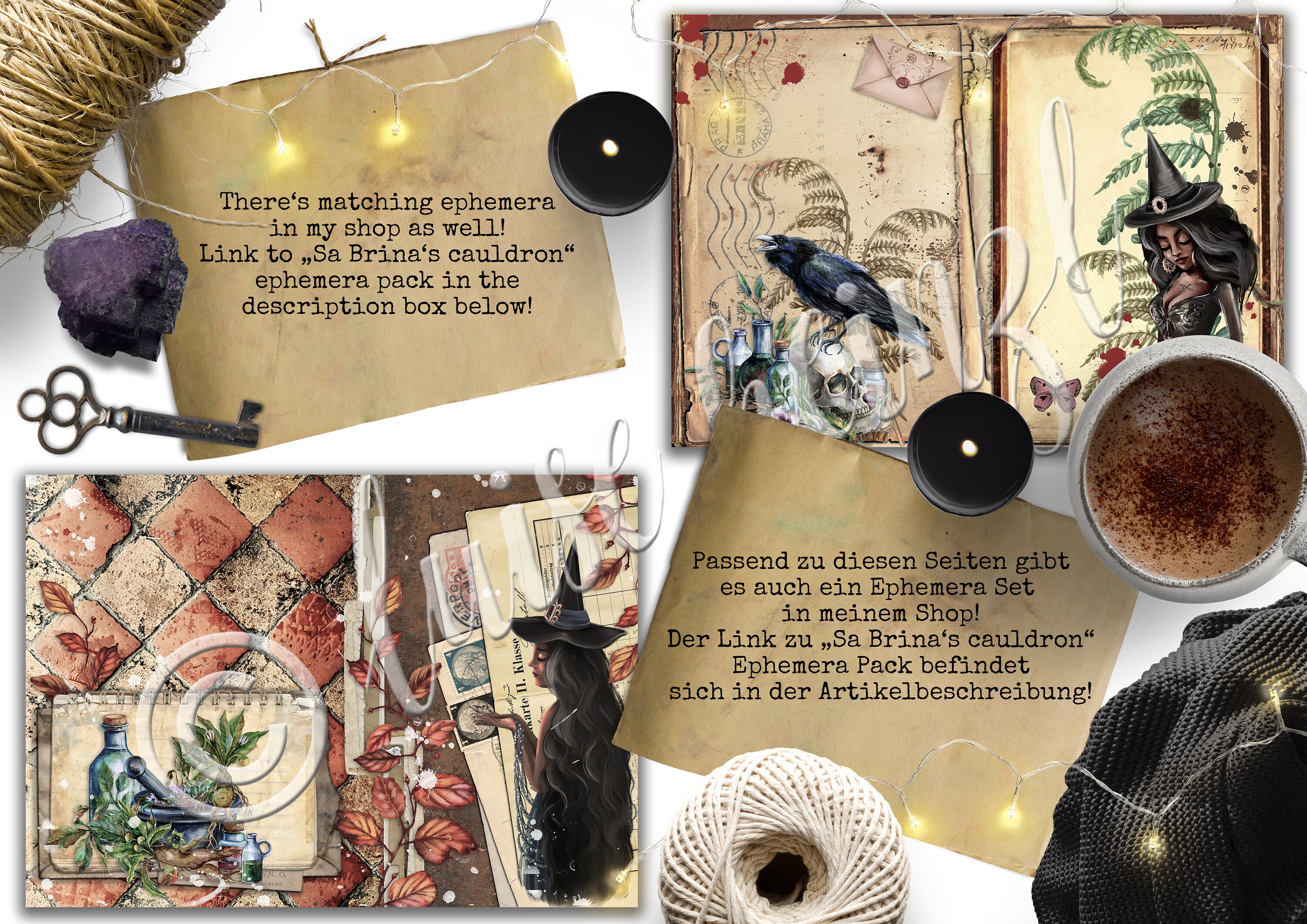 MAGICAL PAPERS: Scrapbook and junk journal kit with dark academia and  wizard school theme | Witch grimoire collection for scrapbooking and  journaling