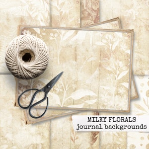 milky florals junk journal background paper, collage sheets junk journal, collage art, collage paper printable, digital download 21x29,7