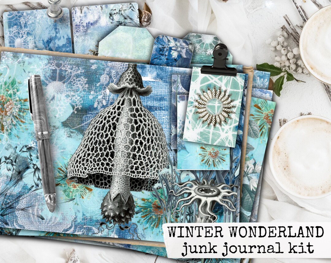 Winter Wonderland Junk Journal Kit, Paper Sheets & Ephemera, Collage ...