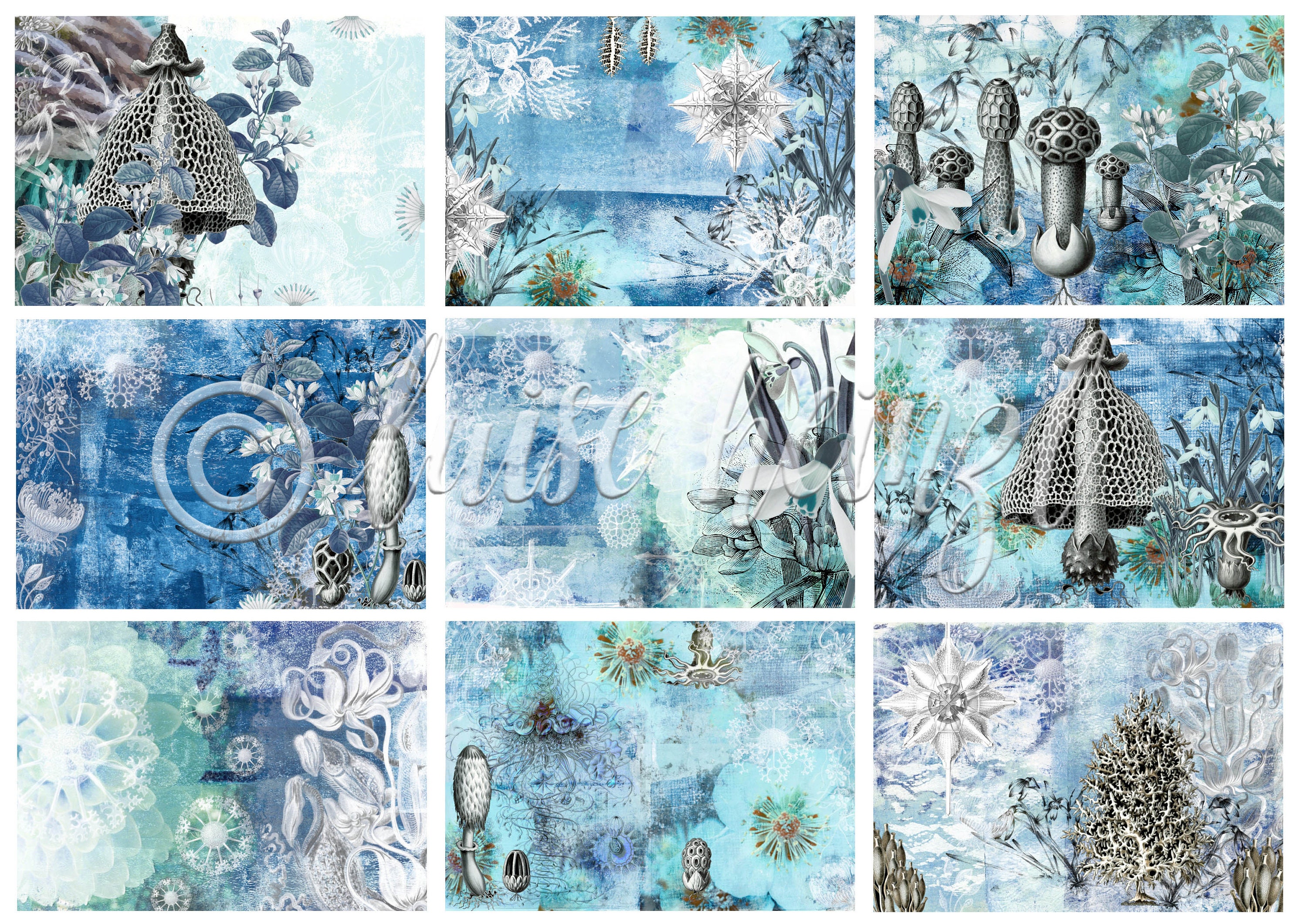 Winter Wonderland Junk Journal Kit, Paper Sheets & Ephemera, Collage ...