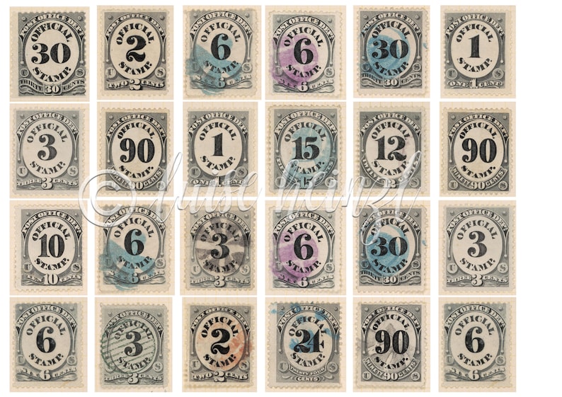 Postage Stamps Printable Ephemera for Junk Journal Hobby Crafting ...