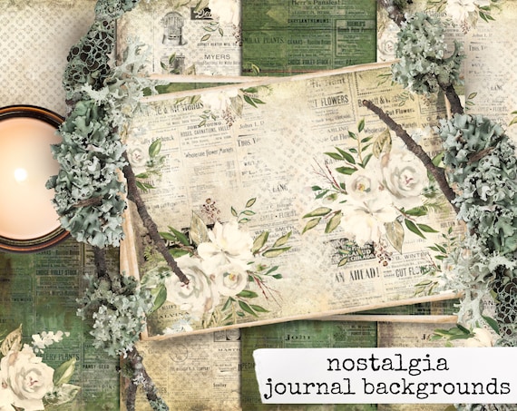 NOSTALGIA nostalgische Blumen Papier Set für Junk Journals, Tagebuch, Kartenherstellung, Scrapbook, digitaler download Schreibwaren 8,5x11