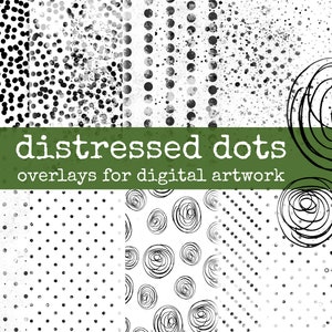 Points de timbre numériques DISTRESSED DOTS, superpositions photoshop, cliparts, autocollants numériques f. Junk Journal, Bullet Journal, Gluebook, Scrapbook