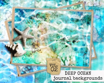 DEEP OCEAN Ozean Wasser Meer Junk Journal Seiten, Journal Seiten digitaler Download, Strand Collage Papiere, sofortiger Download DIN A4